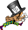 Running Mad Hatter With Label On Hat Clip Art